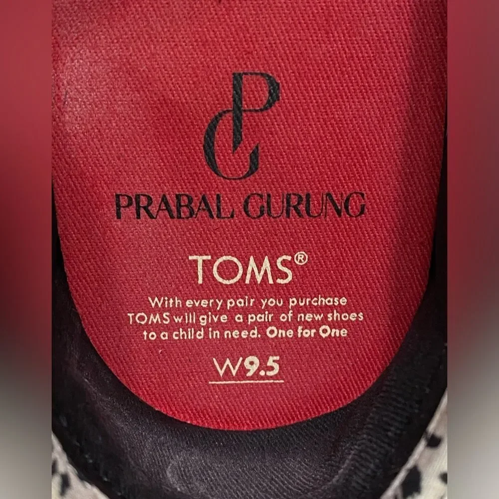 TOMS x Prabal Gurung Collab Shoes Canvas Suede Snow Leopard Slip-On Size 9.5